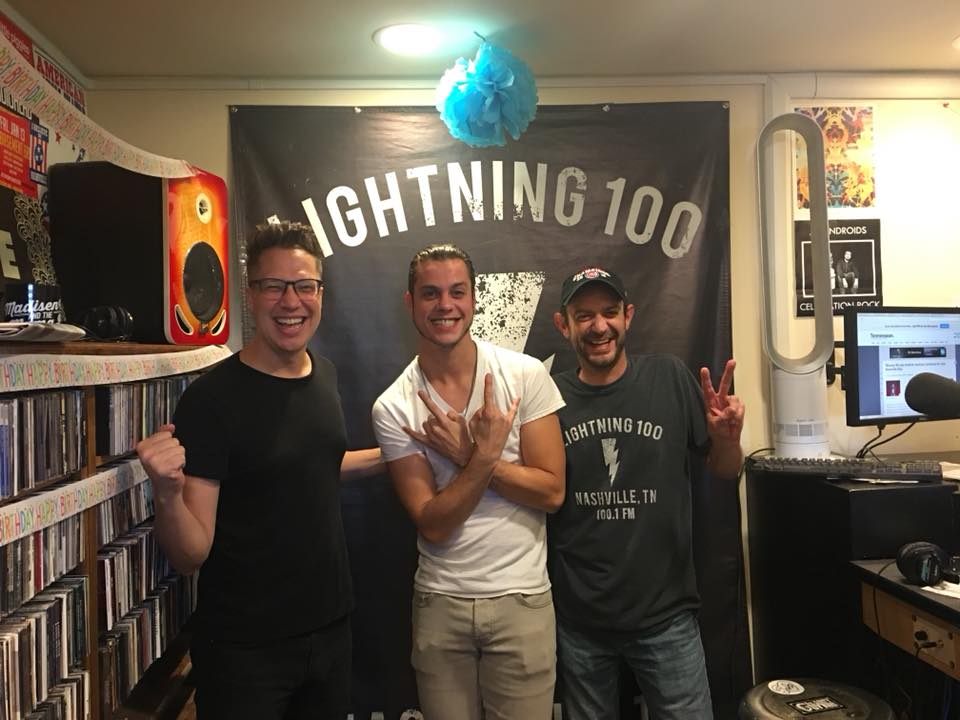 nashrep's tweet photo. @EverettTarlton, the People’s President in Bloody Bloody Andrew Jackson, stopped by @Lightning100 today to chat with Adam and Jayson about everything from the creative process to what all that fake blood tastes like (spoiler: it’s chocolate).
#bloodybloodynashvillerep #nashrep https://t.co/cH0ePkRBWO