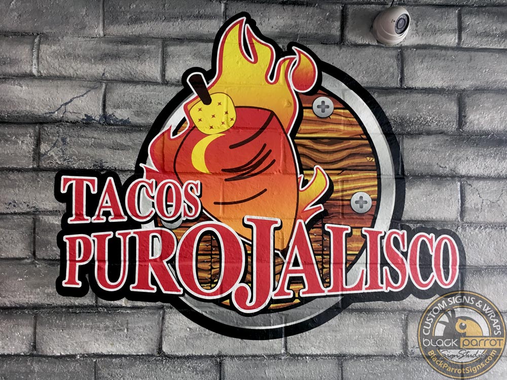 blkparrot's tweet photo. We made this outstanding wall graphic for Tacos Puro Jalisco in Fullerton, CA. Next time you're craving #tacos check it out! #customsigns https://t.co/N2bScV6Sl5