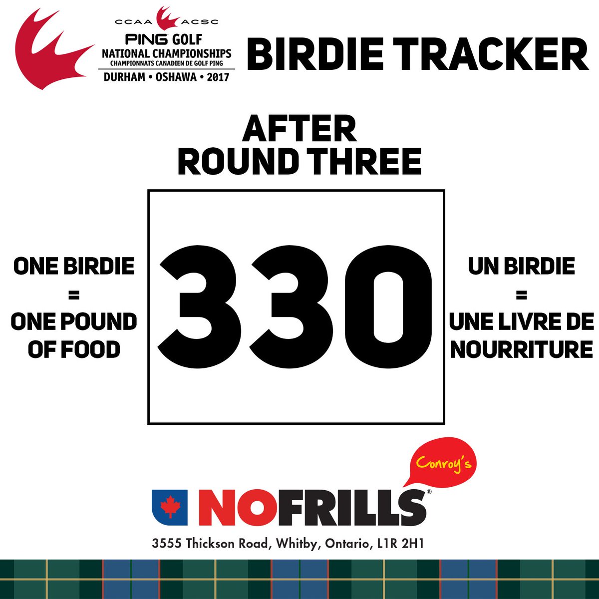 DurhamLords's tweet photo. After three rounds golfers have made 330 birdies! Conroy's will have 330 pounds of food for the local Salvation Army. Still one round to go! https://t.co/FzrIAfoszu