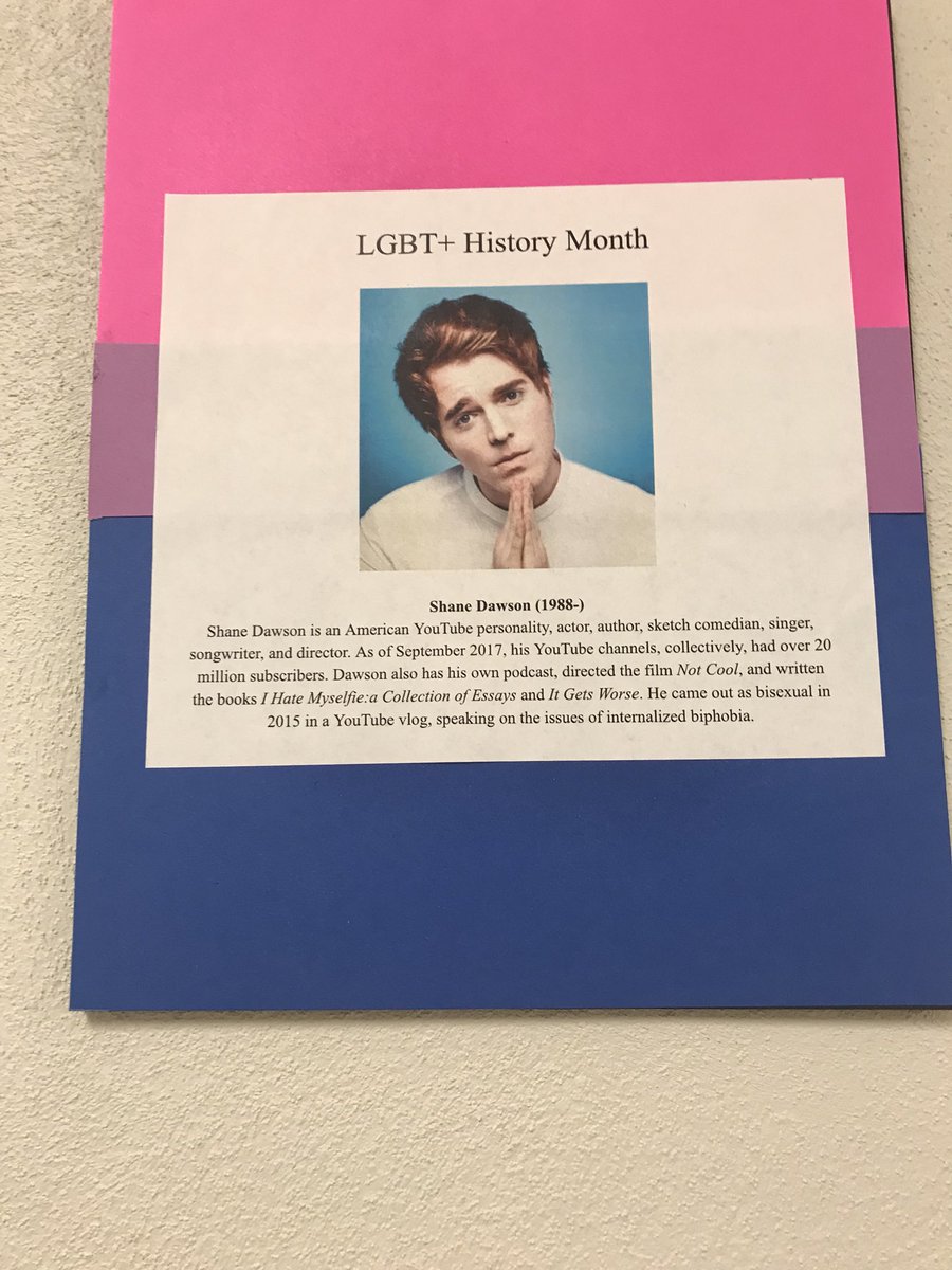 LehrBailey's tweet photo. @shanedawson was posted all around SWIC Belleville campus for lgbt month!!! https://t.co/iRpriRfavk