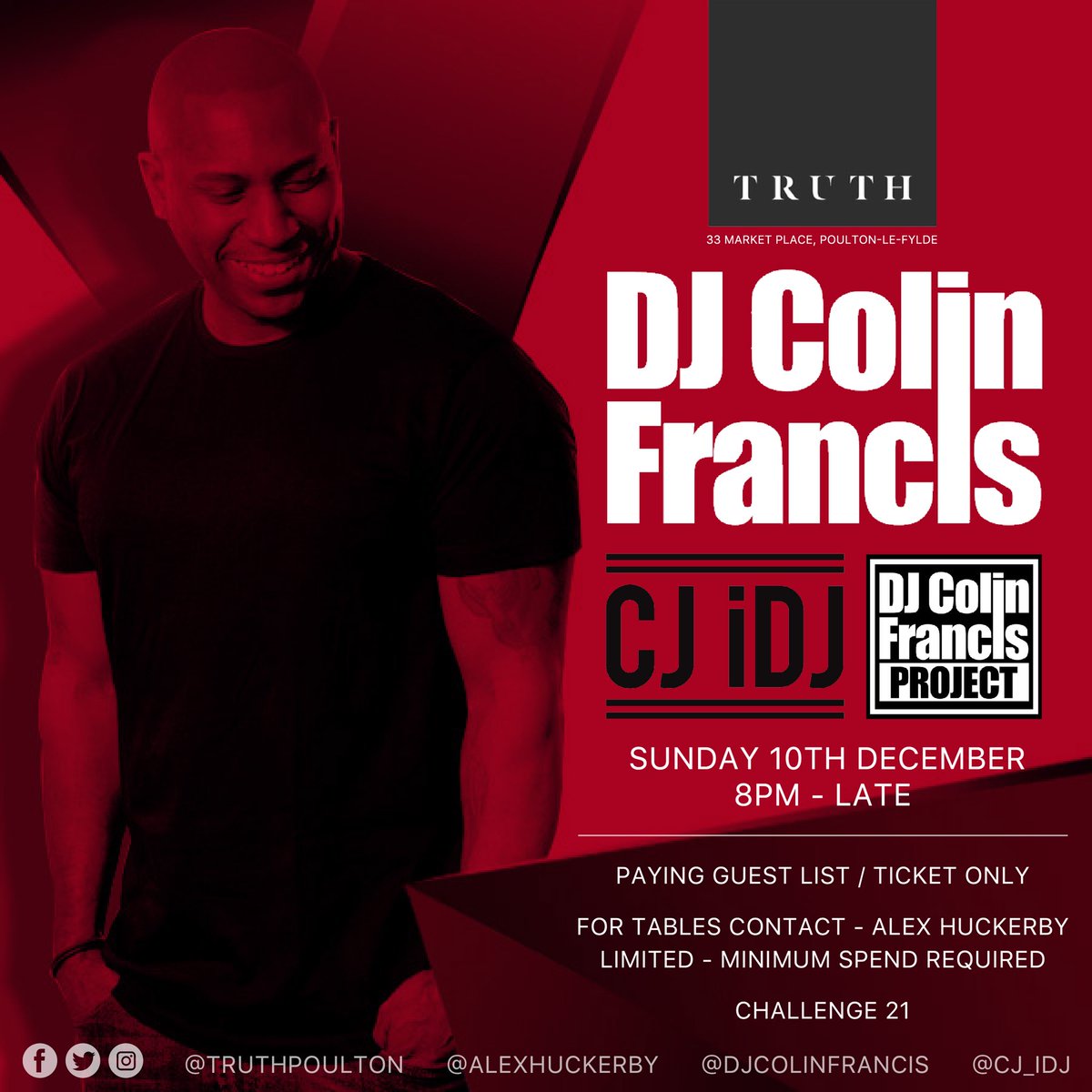 So happy to see the Marbella and  @OceanBeachIbiza legend <a href="/DJColinFrancis/">DJ Colin Francis</a> taking over <a href="/TruthPoulton/">Truth Poulton</a> on Sunday 10th December 🔥🔥