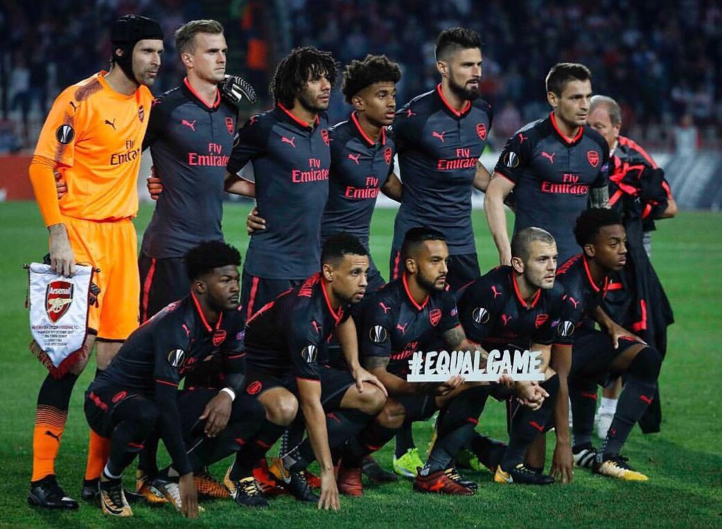 theowalcott's tweet photo. Thanks to all the fans who travelled to support us tonight happy with the win #EqualGame https://t.co/repcw1DkFz