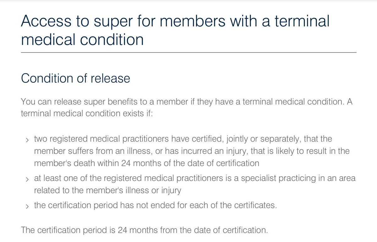 DWDnsw's tweet photo. Already ATO allows early release of Super for those with <24 months to live.  Life insurance too.  It’s not contentious  #VAD #springst https://t.co/eGaKMBfhrS