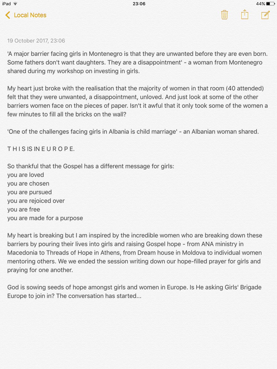 Today I led a workshop on how we can turn up the volume of hope for girls at <a href="/TEN_Today/">Transform Europe Network</a> conference with 40 women. Here's what happened: