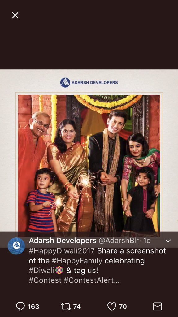 shashi_70's tweet photo. @AdarshBlr Screenshots of #HappyFamily
#Diwali
#HappyDiwali2017
#AdarshDevelopers
@AdarshBlr @abhilashajain55 @ritbit011 @70Tarush @HEMANT218 https://t.co/L4loMBnHCQ