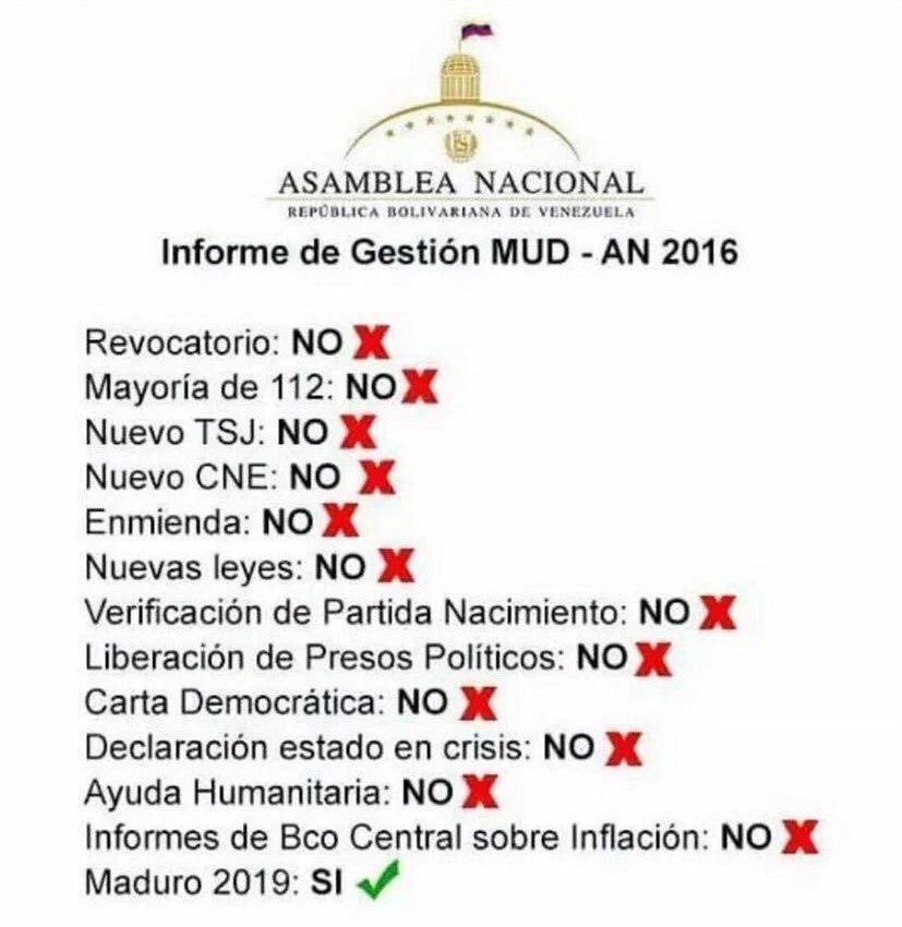 EduardoJFloresF's tweet photo. Permítanme recordarles la gestión de la AN-MUD 2016-2017. MUD=PSUV https://t.co/WYsTB2Y9q9