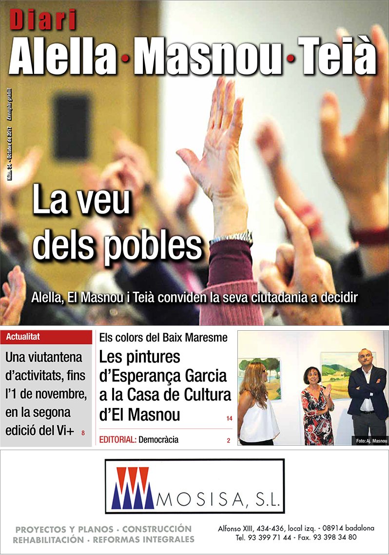 📰 Aquí teniu la portada del <a href="/DiaridAlella/">Alella·Masnou·Teià</a> d'aquest mes. Desitgem que us agradi! #Alella #Masnou #Teià