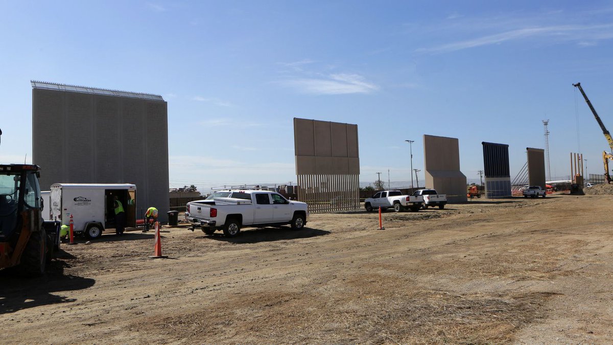 codepink's tweet photo. Crews erecting 30-foot border wall prototypes in remote section of San Diego borderlands. https://t.co/rfcA9qFn6V #BuildMovementsNotWalls https://t.co/9gowVKdpv7