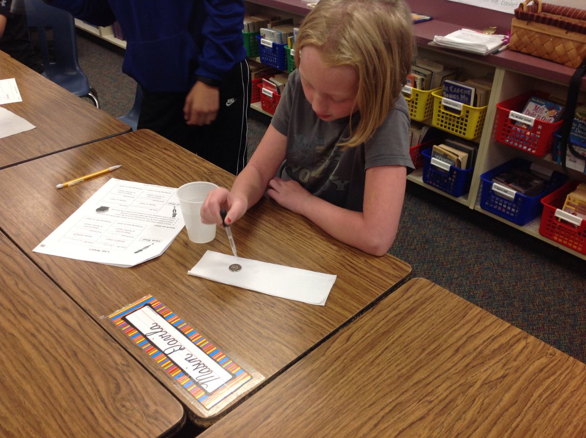 classhanback's tweet photo. Students learning the Scientific Method with coins and water because Science is fun! @MIS_SocialMedia https://t.co/ZdMR7Re1W6