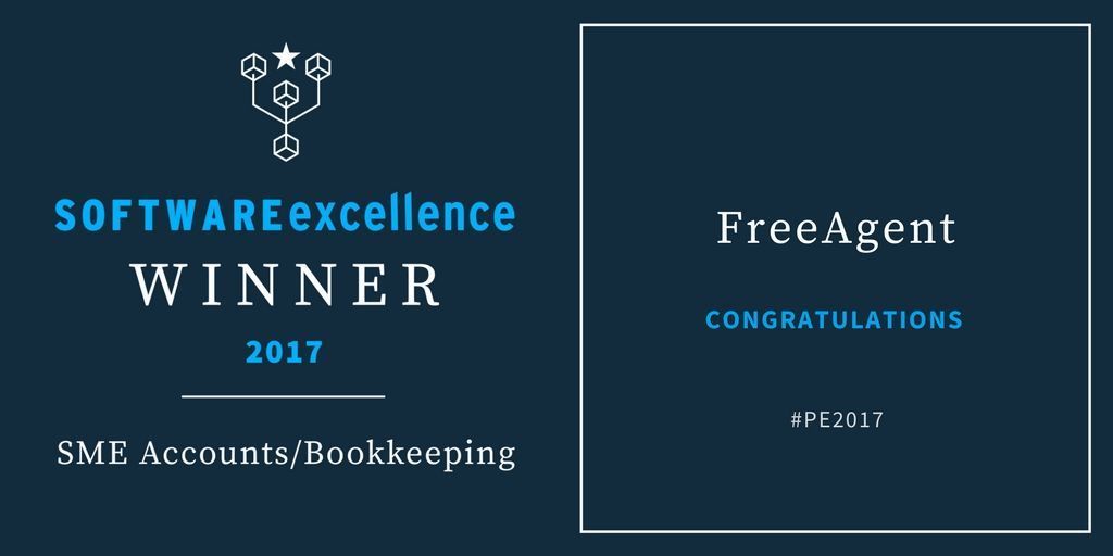 And the first award of the night goes to <a href="/freeagent/">FreeAgent</a>! SME Accounting/book keeping software of the year! Congratulations! #PE2017