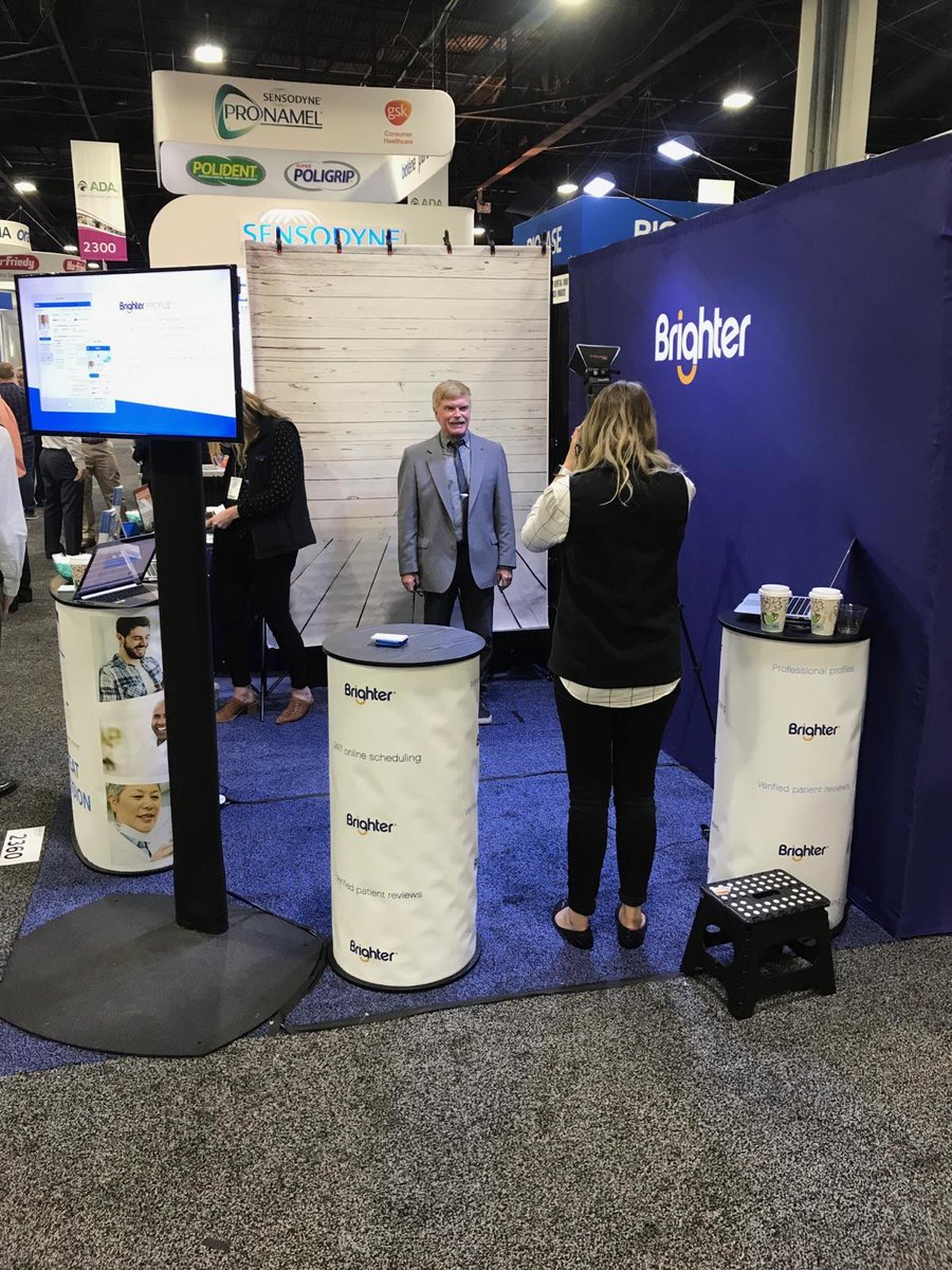 brightercom's tweet image. Come camera-ready to #ADAATL...we’re taking free pro headshots to help you make a great first impression on your patients. Booth 2360!