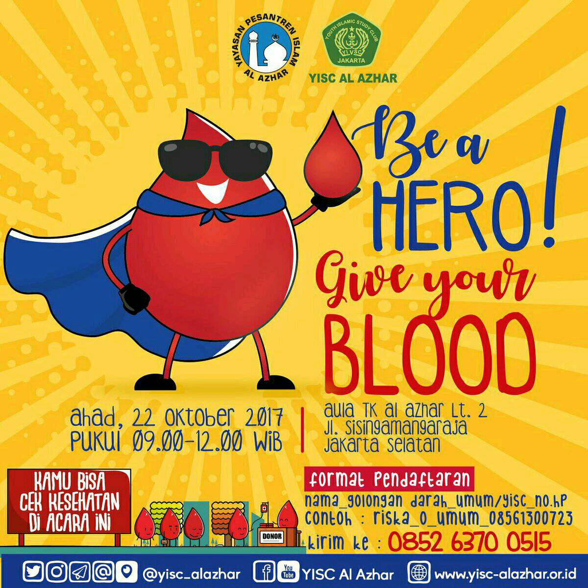 #INFO #DonDar #Jakarta | 22 Oktober 2017 | 09:00 - 12:00 WIB | Aula TK Al-Azhar Lt 2 Jl. Sisingamangaraja | #YukDonorBareng cc <a href="/BFLJakarta/">BFL Chapter Jakarta</a>