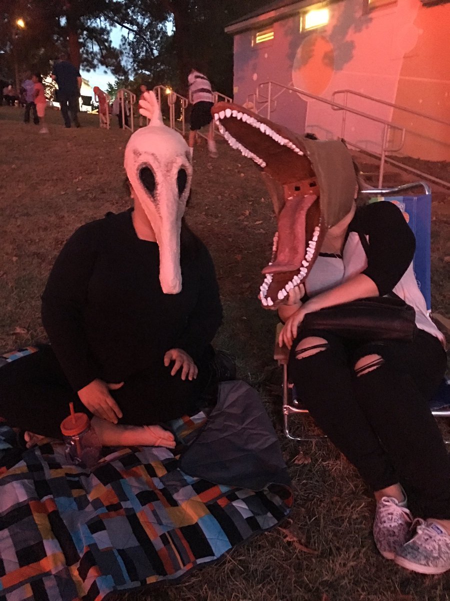 MyLittleGarrone's tweet photo. Just a couple of the recently deceased ready to watch Beetlejuice at the @LevittShell #memphis #halloween #homemade #butnotbyme https://t.co/FHYsNb9Quc