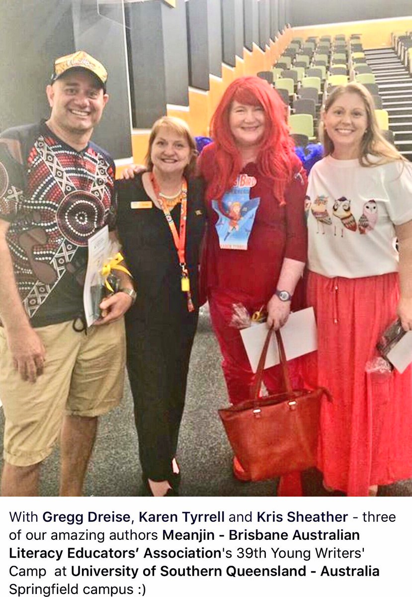 Lan_J8's tweet photo. Kylie Meyer (Education Lecturer) with guest presenters at the ALEA Meanjin Writers Camp @usqedu Springfield https://t.co/9jaJRgWN4f