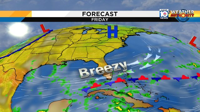 You'll notice the breeze picking up for your Friday, and it will steer occasional afternoon showers to the metro https://t.co/qFHvRlnjlD