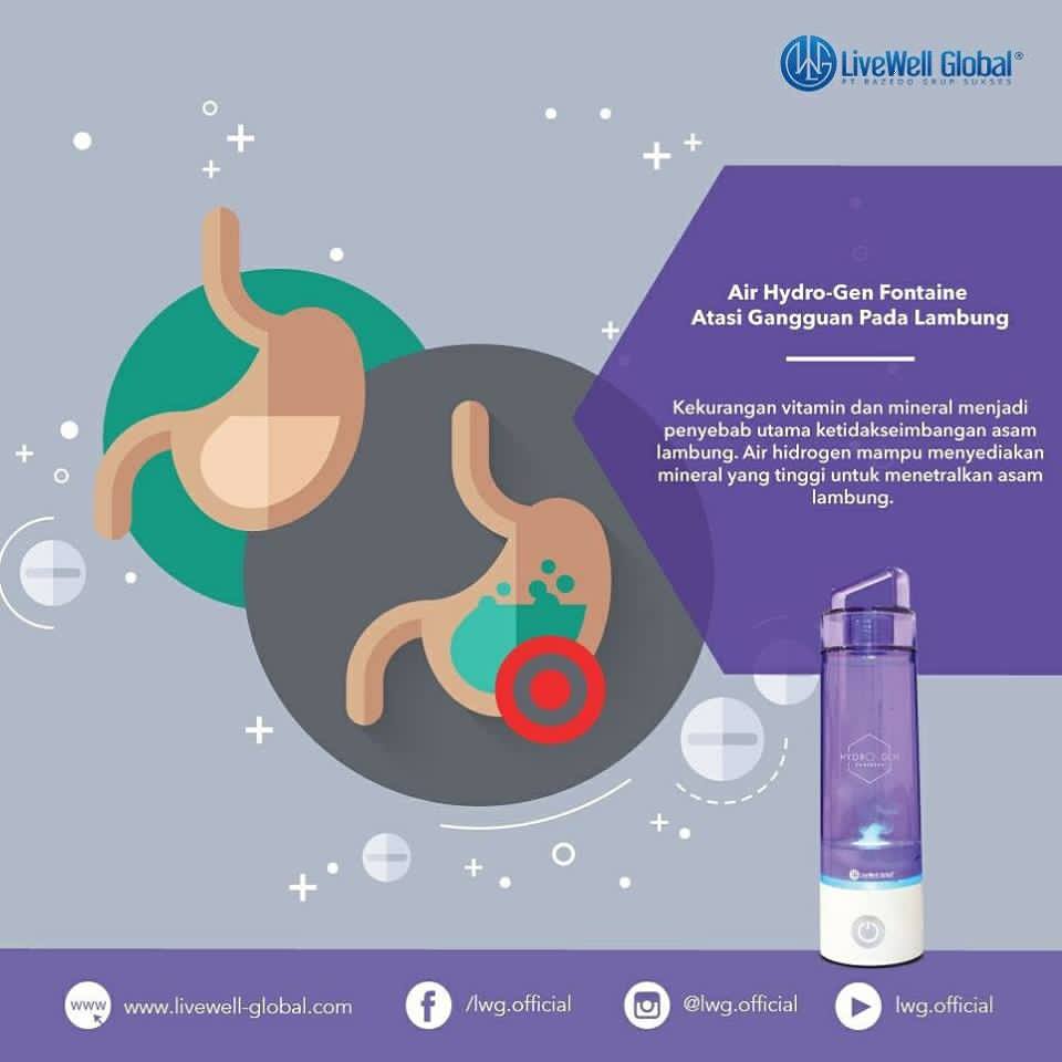 Atasi Gangguan pada lambung dengan Air Hydrogen Fontaine dari LWG. Hubungi :Vera | 61-433235777 | vregar.yesnumber1.com #yesnumber1