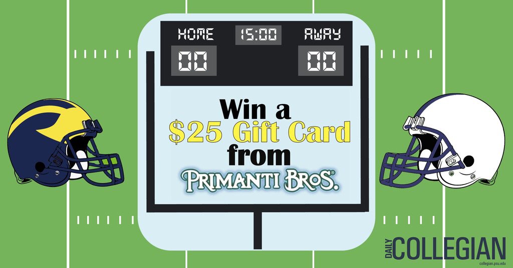 DailyCollegian's tweet photo. Want to win FREE Primanti's?

Go here https://t.co/UvFE5duCu0 to guess the final score of the Michigan game. #ScoreForState https://t.co/5Sc3oq966A