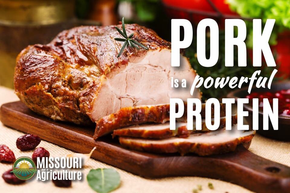 MoAgriculture's tweet photo. Pork is one powerful protein! The protein content of lean pork can be as high as 89 percent, making it one of the richest dietary sources of protein.

Happy #PorkMonth, Missouri! 

#beMORE | #reachMORE https://t.co/4N6K88aYdv