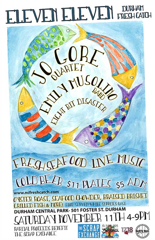 NCFreshCatch's tweet image. Heading home to Durham NC for ELEVEN ELEVEN- oyster roast, seafood chowder, braised meats, bands, beer and more at ncfreshcatch.com/durham