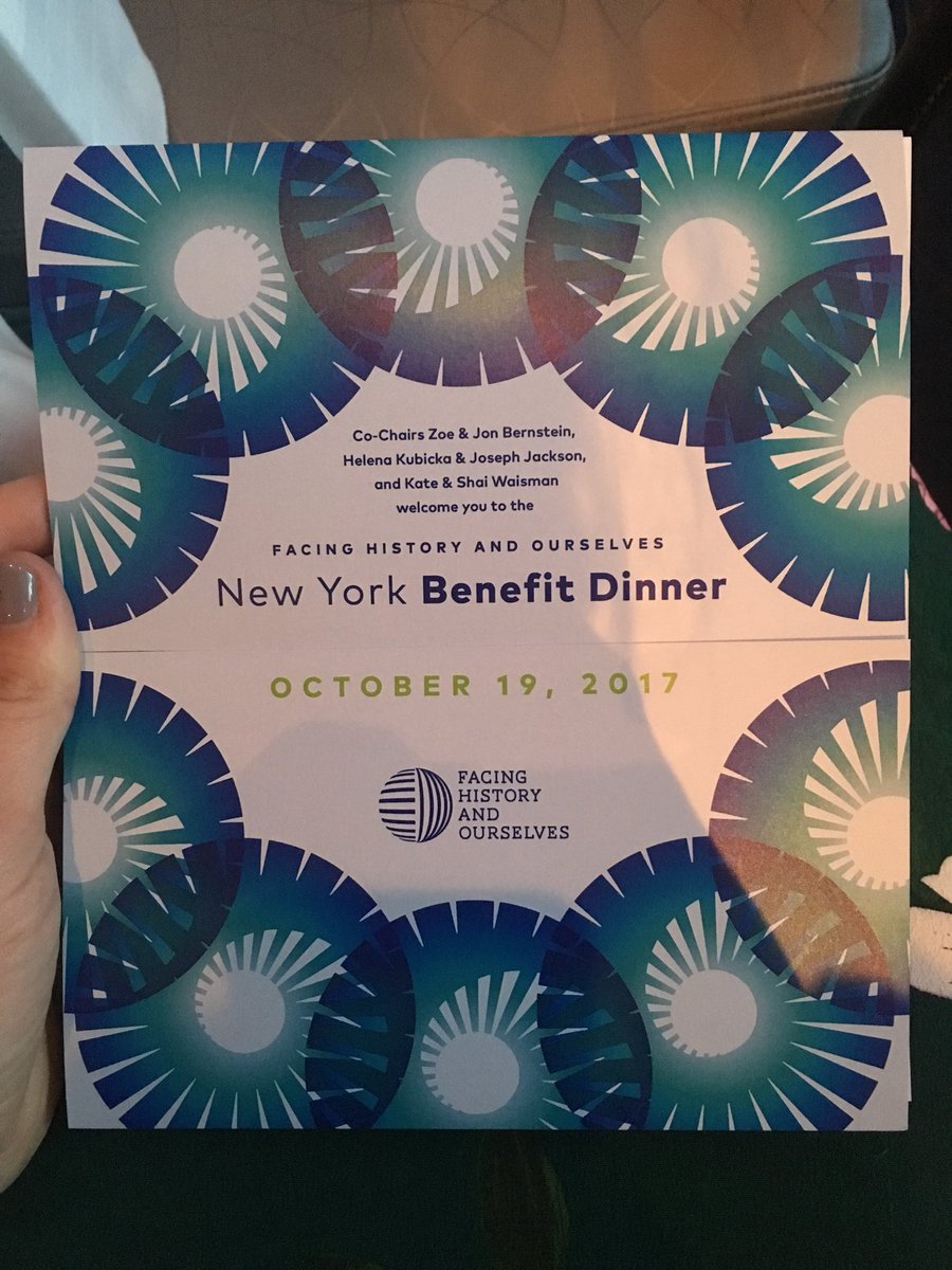 jjoneslfj's tweet photo. Thank you @DSchwartzFH for inviting me to @FacingHistoryNY benefit dinner! What an inspiring event to be a part of! #facingtoday https://t.co/gdAt62A714