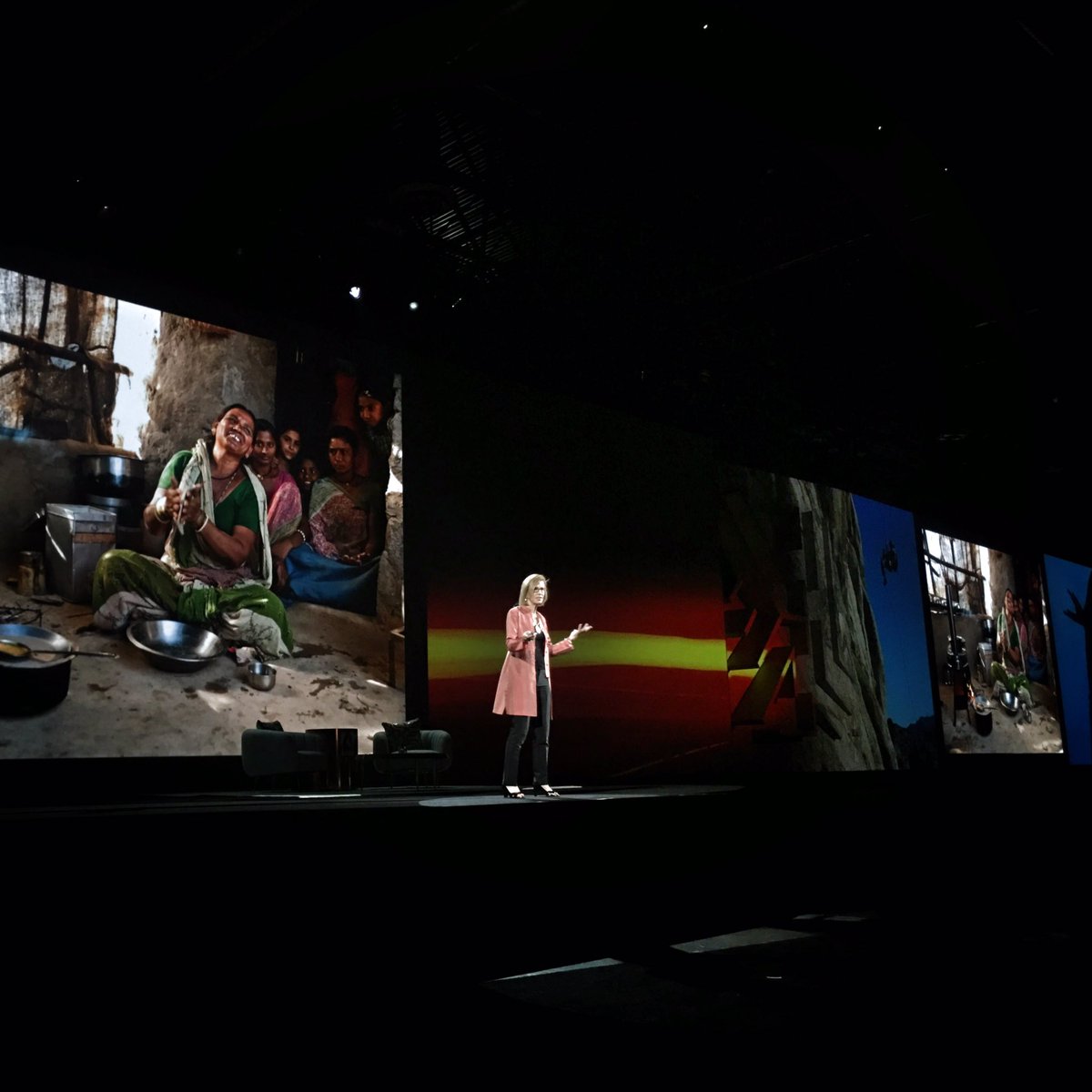 KatieOrlinsky's tweet photo. "The most creative people I know are poor women"- the inspiring @AnnieG_Photo @RippleEffectImg at #AdobeMax #makeitimpactful #AdobePartner https://t.co/tet6vHjA23