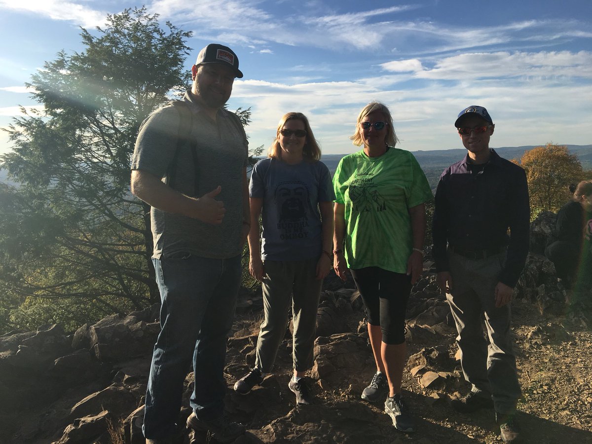 MarshaJorgensen's tweet photo. CHS Ss and Ts enjoying a great hike up to Hubblein Tower. #cantonedchat #environmentalclub https://t.co/dhqZgyvpR7