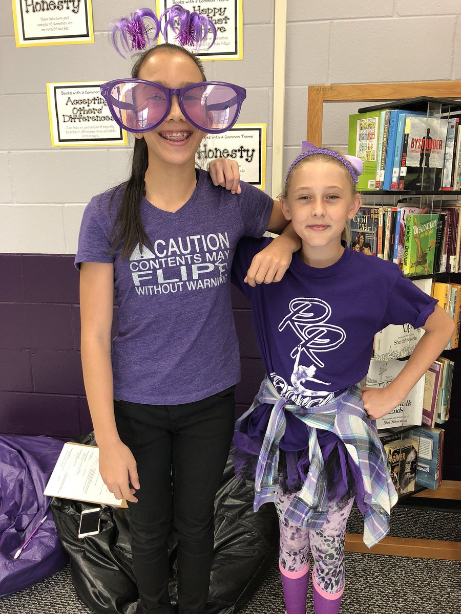 Kathy_Kup's tweet photo. The purple team showed their spirit today!! 💜#WeAreRoyal #Purpleteamrocks @Royalmurph_RRMS https://t.co/LzSqLLmXUD