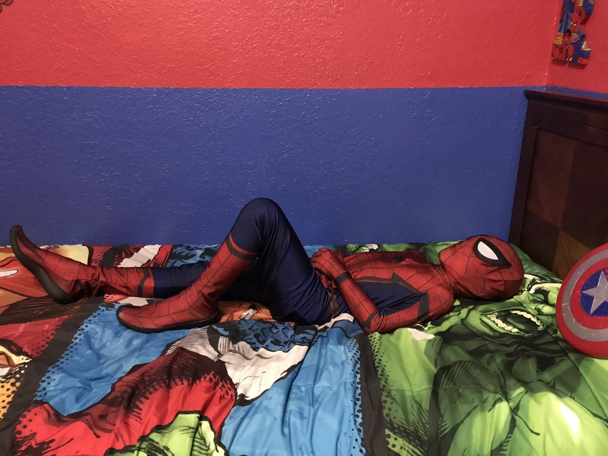 LynArroyo's tweet photo. Retweet to get @TomHolland1996 to see my little Spider-Man!! Ryan's his biggest fan!!! #SpiderManHomecoming #littlespiderman #TomHolland https://t.co/E29HBT7vKj