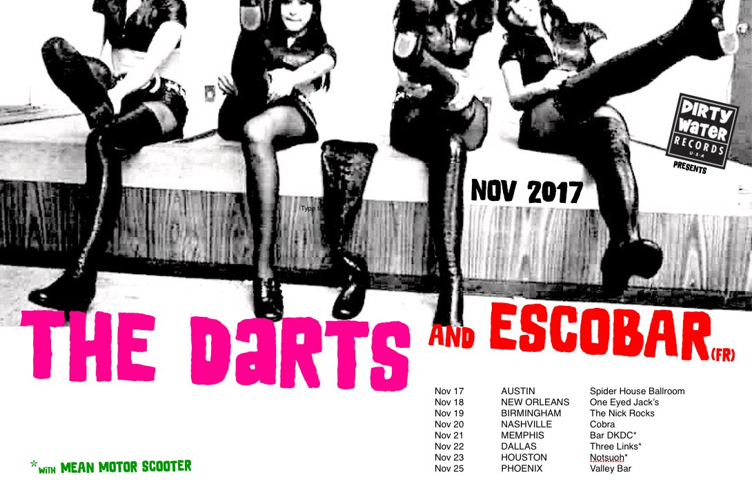 thedartsUS's tweet photo. IS IT NOVEMBER YET???? #thedartsUS #thedartsUStour2017 @notsuoh314Main #punksgiving @spiderhouse @3LinksDeepEllum @CobraNashville #dwrusa https://t.co/d91WVDbAEs