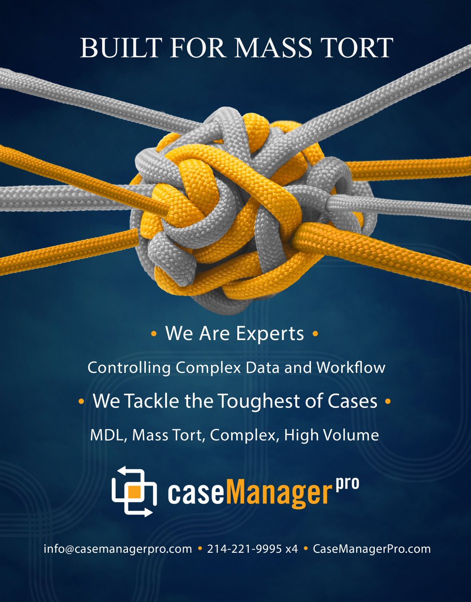 CaseManagerPro's tweet photo. CaseManagerPro – Built for Mass Tort. Visit us at Booth #1 to learn more. #MTMP #CaseManagerPro https://t.co/hVV79umjZs