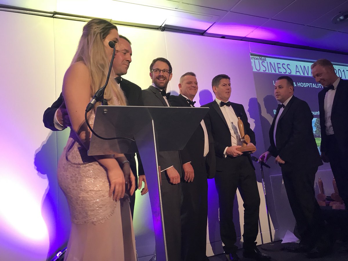 The winner of the leisure and hospitality award is ... Branston Golf and Country Club, from Branston! #BMBizAwards2017