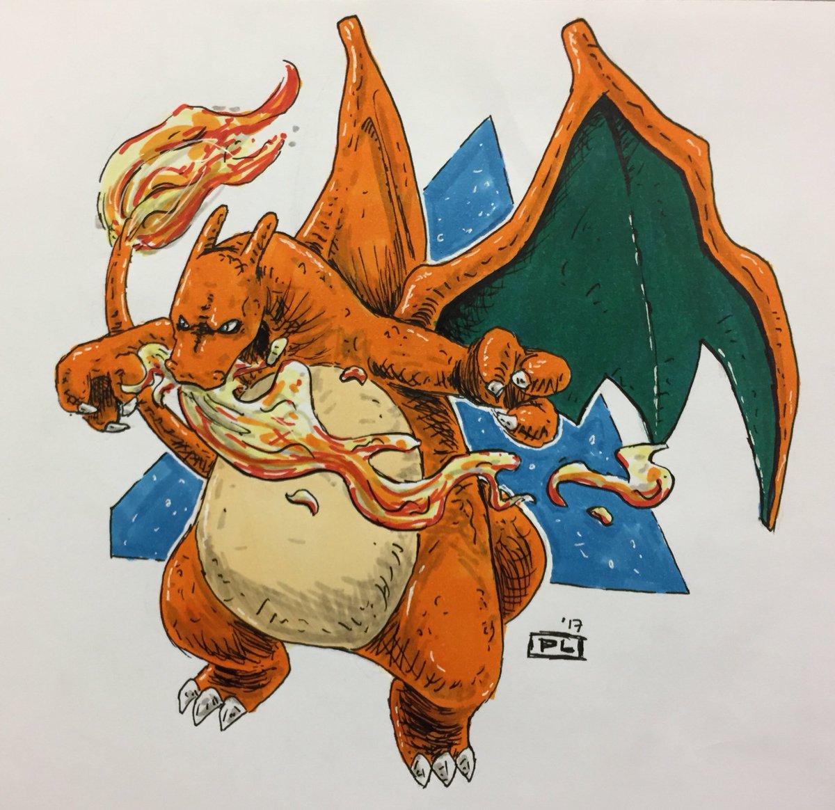 PLajud's tweet photo. Charizard. Day 19 #inktober17
#inktober2017 #inktober #inktoberday19 #copicmarkers #charizard #pokemon #nintendo #ink #pokemonred #starter https://t.co/BfRgGvbSup