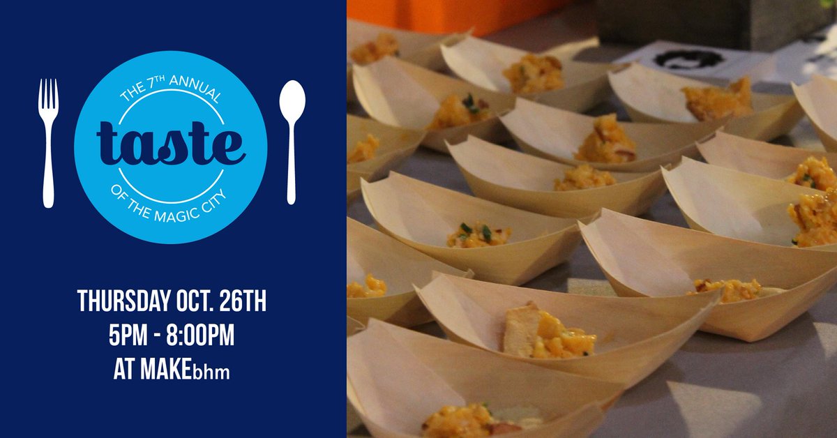 One week from today! Taste of the Magic City returns to MAKEbhm for plenty of food, all supporting <a href="/MPOWERBham/">M-POWER Ministries</a>! Tix: tasteofthemagiccity.instagift.com