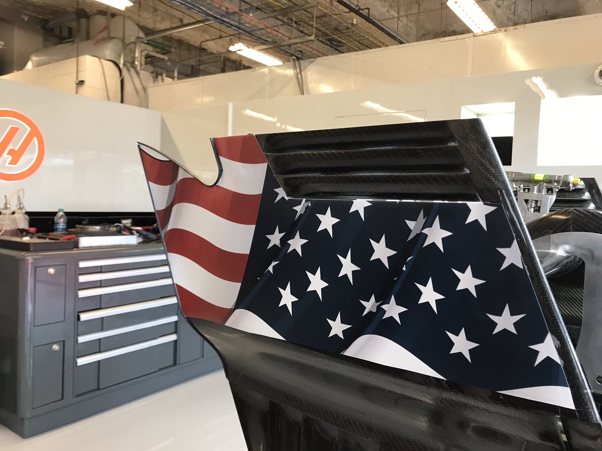 HaasF1Team's tweet photo. We're representing the 🇺🇸 this weekend at @COTA! 

Do you like our new livery addition? #Haastin https://t.co/vCFb8Pwxsa