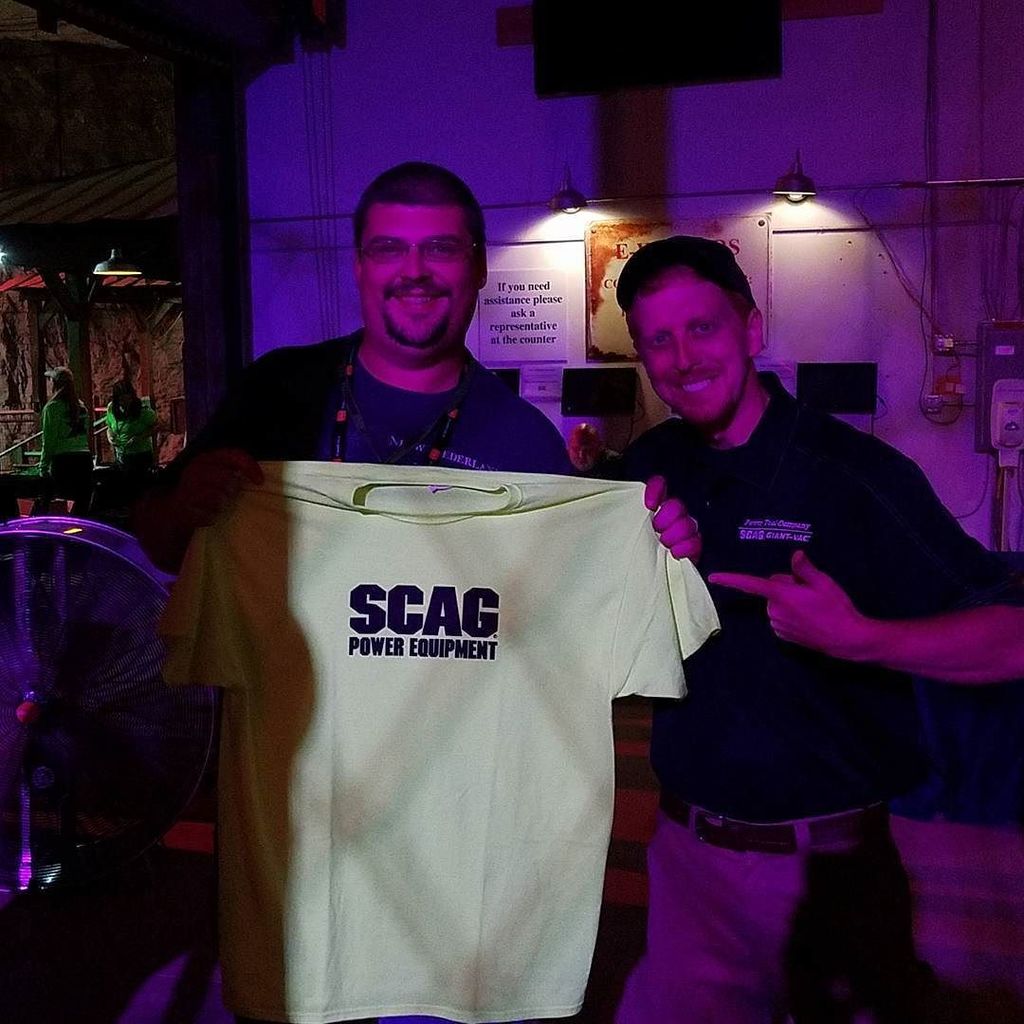 ScagPower's tweet photo. Parker just had the shirt off his back claimed at the #GIERALLY by Daniel H. #Scag #ScagMowers https://t.co/MdHq4oPQEw https://t.co/rRvl6wFVW4