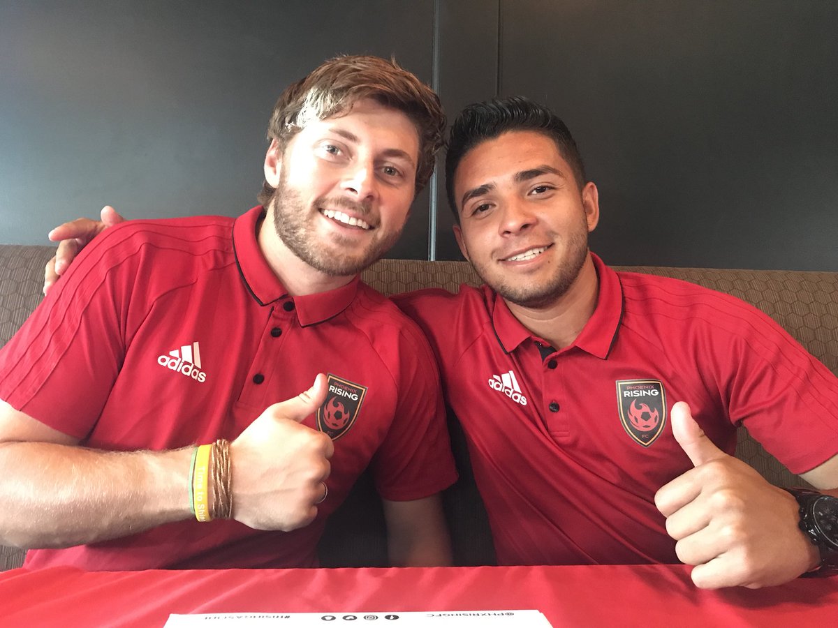PHXRisingFC's tweet photo. .@nolanwirth and @EderArreola7 are looking forward to meeting everyone at @thirstylion. Come and say hi! #LetRise https://t.co/3RBVoAGicT