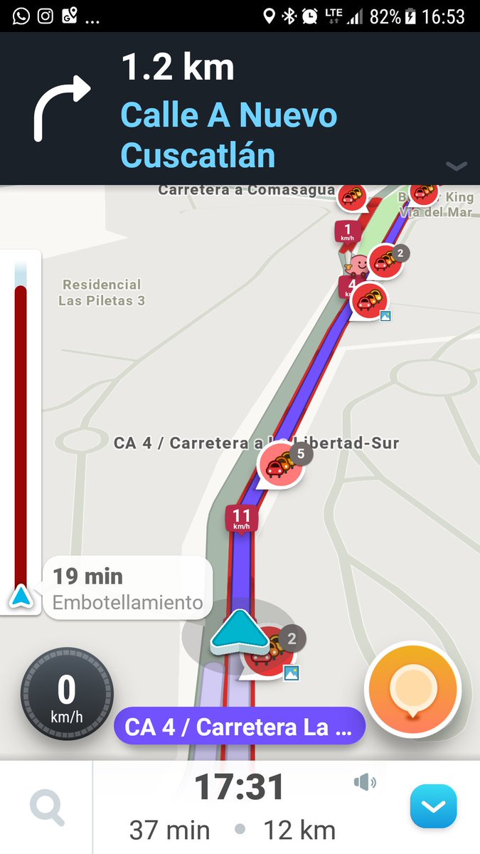 #TraficoSv tráfico detenido subiendo la carretera al puerto colavde mas de 3 kms