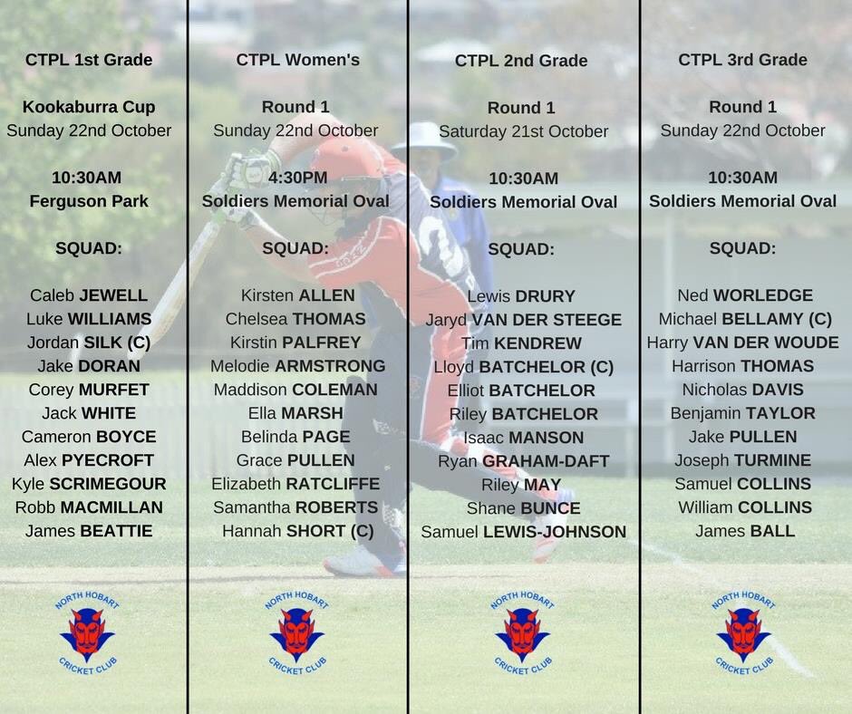 Our senior squads have been selected as all grades commence their season/s against University this weekend 🏏🔴🔵 #NHCC #GoDees #GrandOldFlag