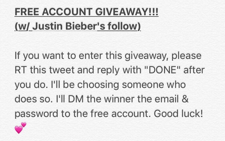 JDBVoteHelp's tweet image. I now have TWO free accounts with Justin’s follow. Read below to know how to enter. The two winners will be picked this Saturday!