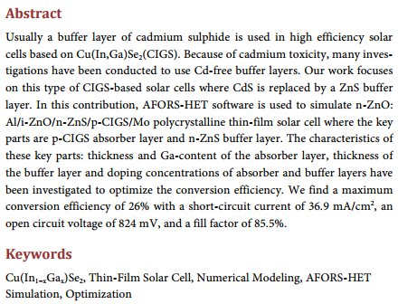Scirp_Papers's tweet image. #NumericalModeling and Simulation of CIGS-Based Solar Cells with ZnS Buffer Layer #Optimization More @ mrw.so/mClDr