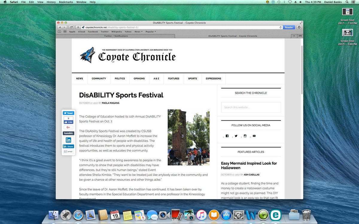 TheyLoveDaniel's tweet photo. Everyone check out the article for the @CSUSBChronicle titled "DisABILITY Sports Festival"#readcoyotechronicle https://t.co/3OLqhiNNVG