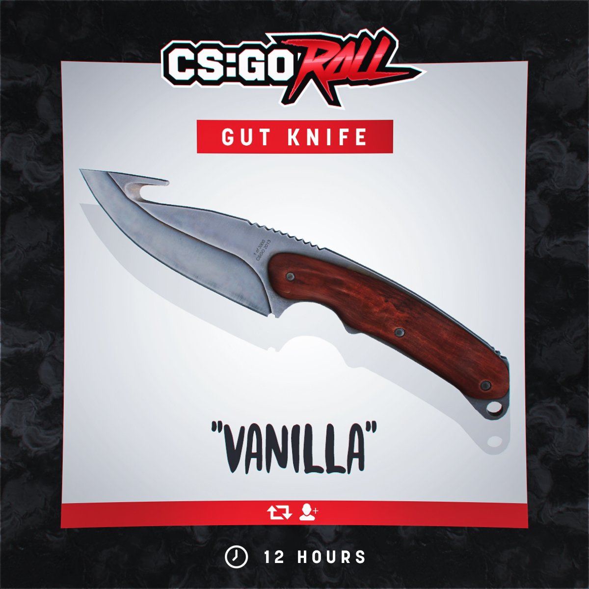 CSGORoll's tweet photo. Gut Knife | Vanilla - GIVEAWAY

- RT &amp; Follow
- Enable notifications on CSGORoll
- Play Free Spin https://t.co/F7PFQkbA3J

Good luck! https://t.co/pJT2no6uti