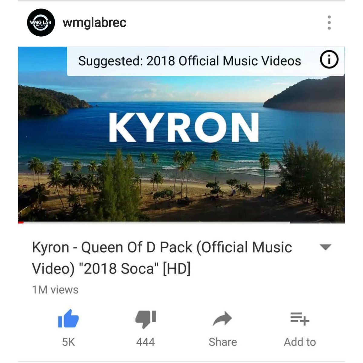 kyronmusic101's tweet photo. ONE MILLION VIEWS IN 51 DAYS!!! 🙌💪🙏🔥🔥🔥🔥
Big up everyone for the support 💯❤
#Thankful #Mustmakeit #Soca2k18 #QueenOfDPack #WmgLabRecords https://t.co/SpYtNHFqYE