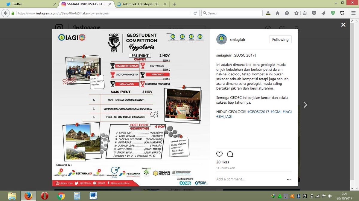 [GEOSC 2017]

Ini adalah dimana kita para geologist muda unjuk kebolehan dan berkompetisi dalam hal-hal geologi 
#salamgeologi #fighting