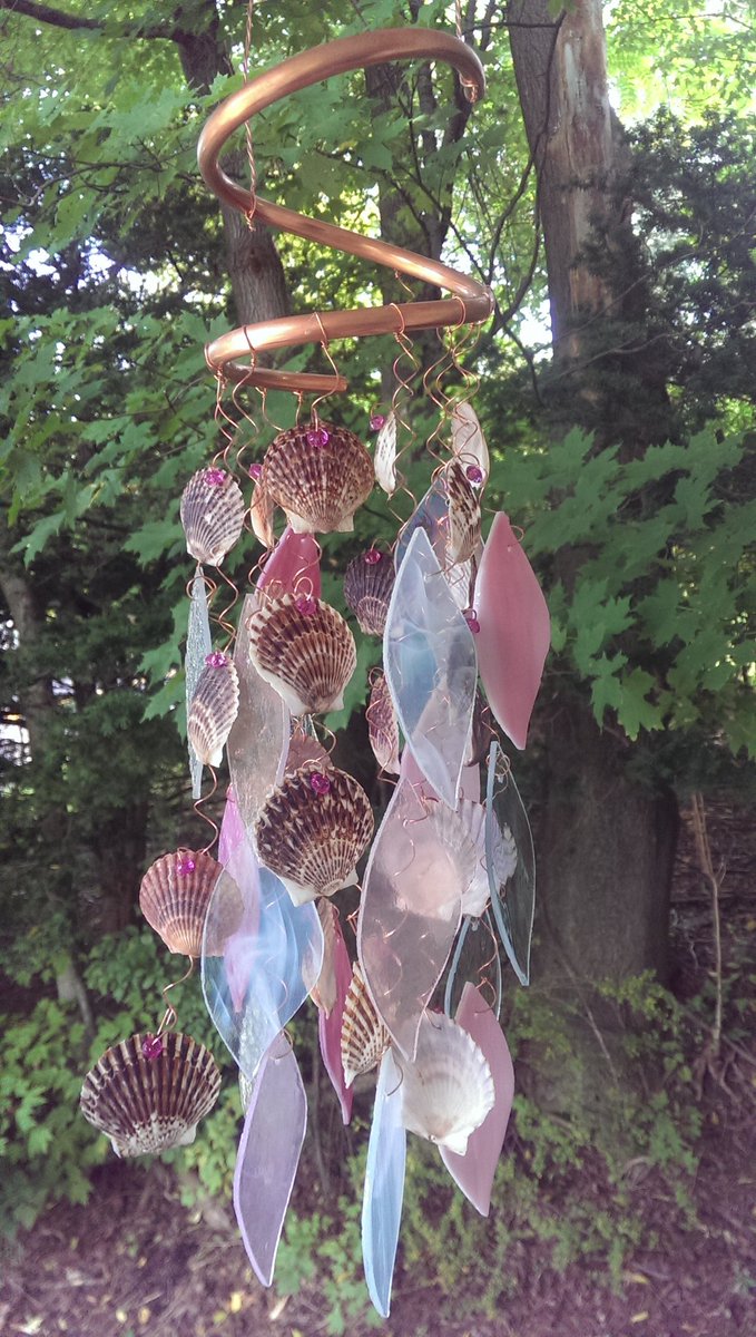 OceanGlassGirl's tweet photo. Breast Cancer Awareness wind chimes. Signature pink at https://t.co/R1rD6IPKE1 or call 570-909-8916 https://t.co/WESamTFjWF