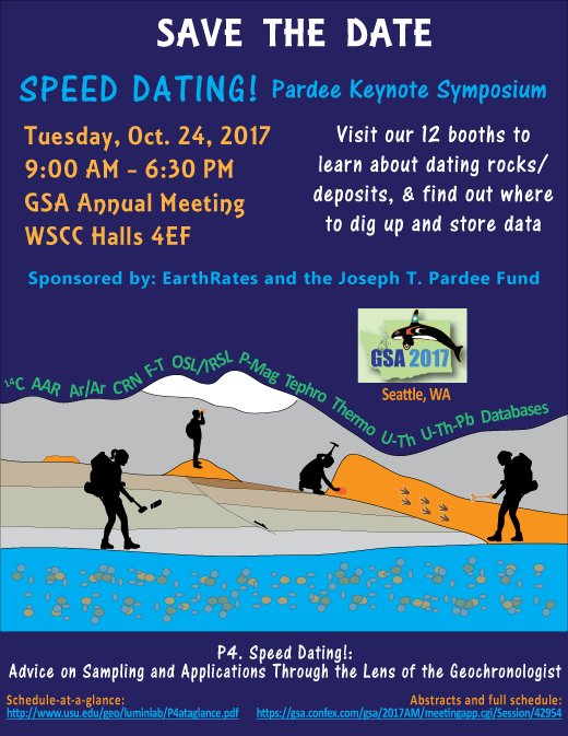 GSAQGG's tweet photo. Speeding dating at #GSA2017! A unique interactive Pardee symposium on dating rocks and deposits. https://t.co/KuvXHtLYu5