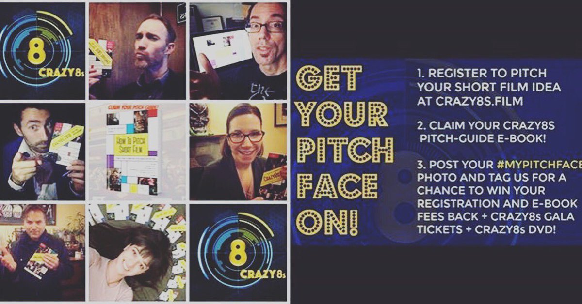 Crazy8sFilm's tweet photo. 🎥🎱 Are you ready to GET YOUR PITCH FACE ON?! Register for #Crazy8sFilms18 by Oct24, Claim e-pitch guide &amp; post your photo with #MyPitchFace! https://t.co/O0NDDOGnNZ