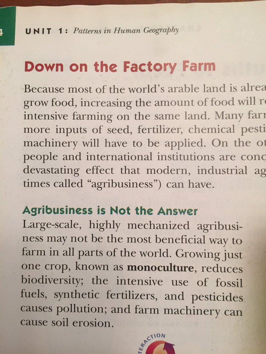 crosbydevitt's tweet photo. Shocked by the anti-farming content in my son's grade 8 geography textbook. They call pesticide use 'carpet bombing' &amp; claim organic better https://t.co/pUXBDtBNgT