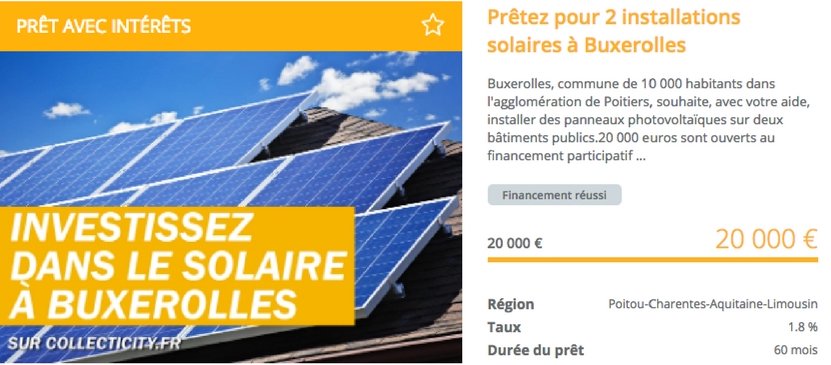 🚩 BRAVO ! 👏
20 000 euros récoltés à <a href="/villebuxerolles/">Ville de Buxerolles</a>, 2 projets solaires financés par des #citoyens !
#civictech #crowdlending #collterr