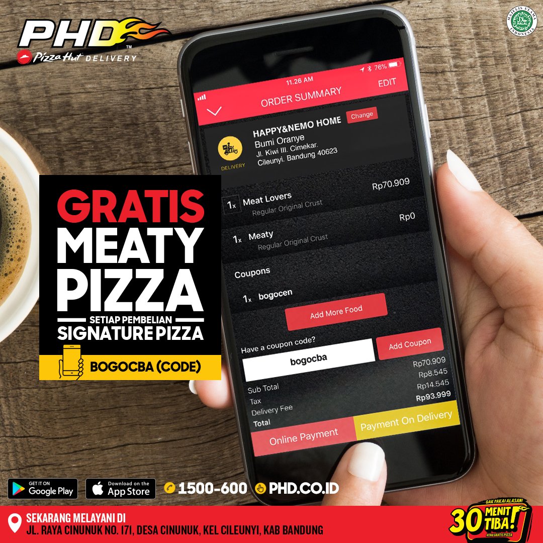 phd_id's tweet photo. FREE #MeatyPizza tiap beli #SignaturePizza. Pesan via website/aplikasi gunakan kode BOGOCBA. S&K Berlaku
Yuk diantos di PHDCinunuk Bandung π https://t.co/wAEjtdmtNj